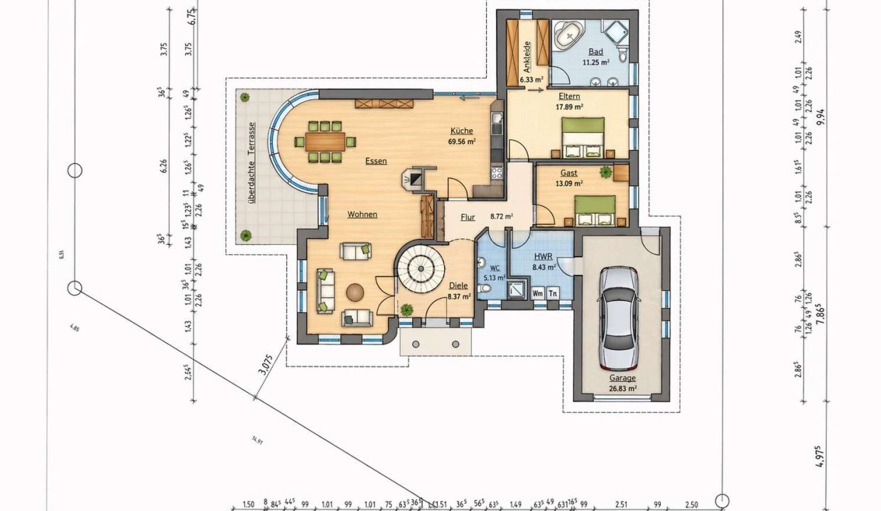 Grundriss EG - KI bearbeitet
