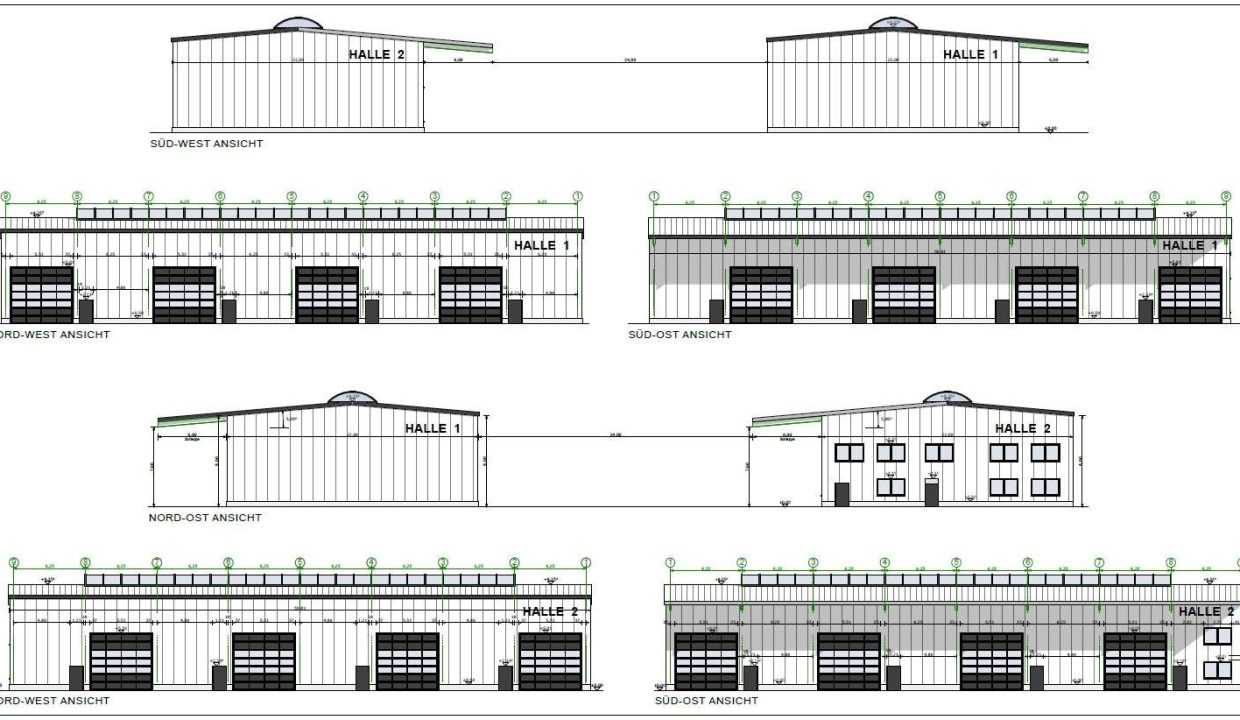 Ansichten Halle 1+2