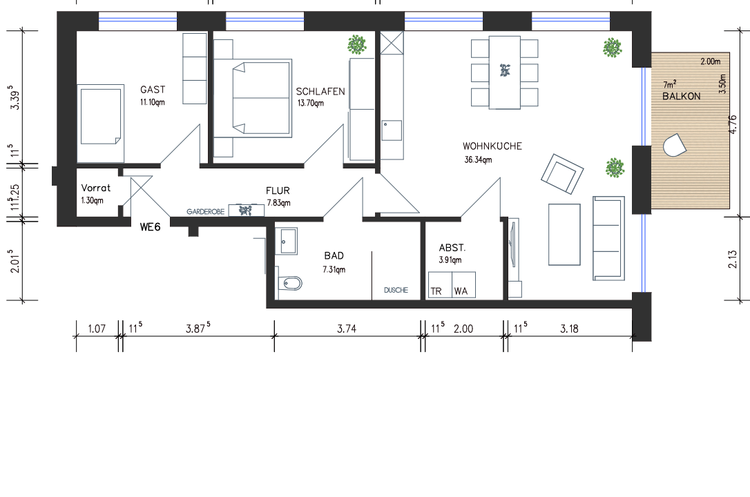 Grundriss Wohnung 6