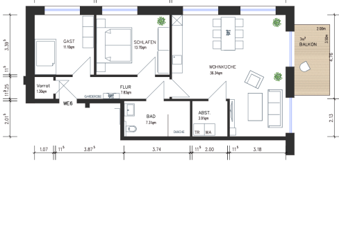 Grundriss Wohnung 6